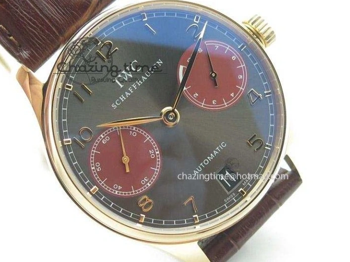 MIROTIME 0404 Portuguese Real PR IW500127 RG ZF 1:1 Best Edition Grey Red Dial On Brown Leather Strap A52010 V AllSeason 7331